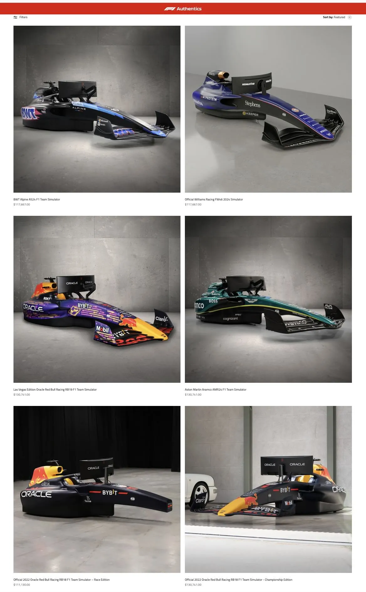 F1 Race Car Simulators<br>