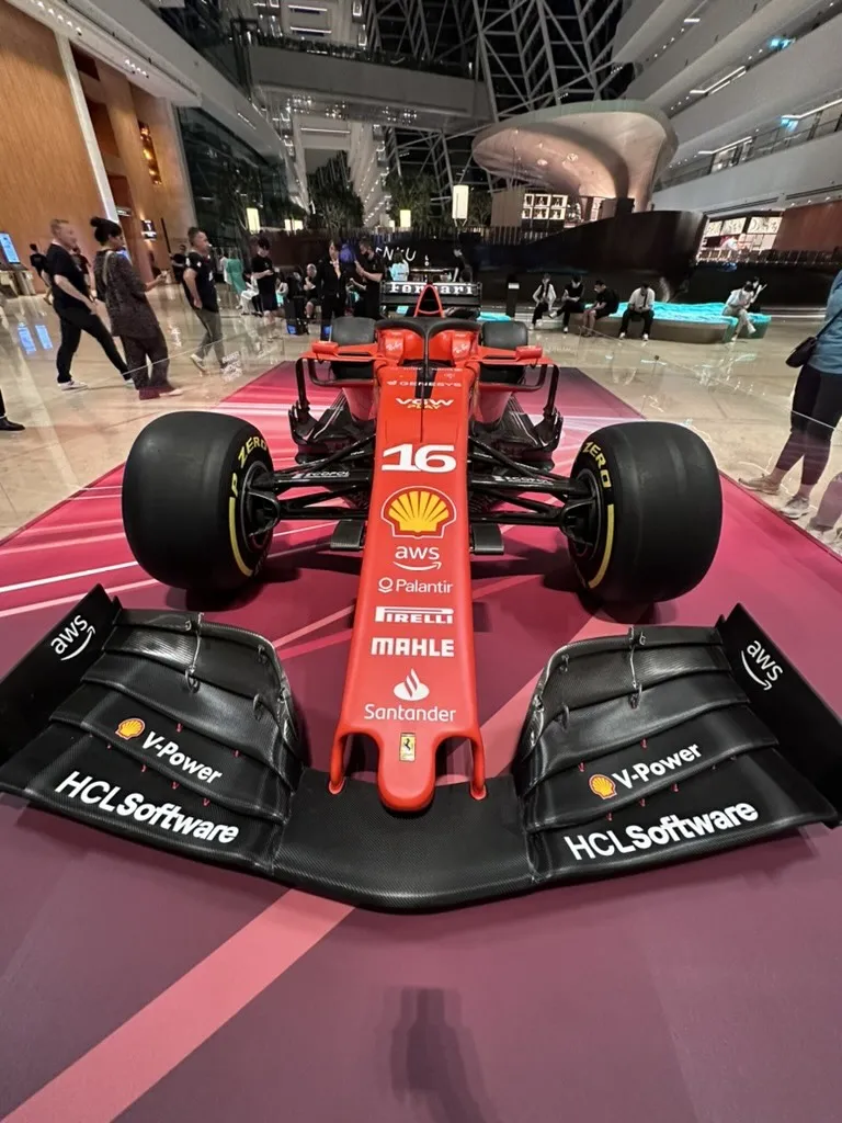 Ferrari formula 1 show car on display at Marina Bay Sands Singapore<br>